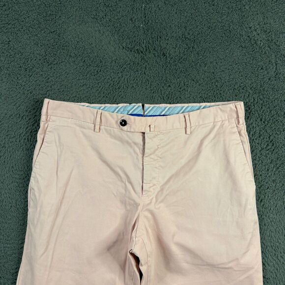 PT01 Pants Mens 34x36 Pink Slim Fit Stretch Chinos Preppy Made in Italy - Picture 2 of 14